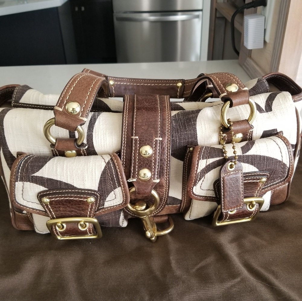 coach vintage leather and fabric xombo
